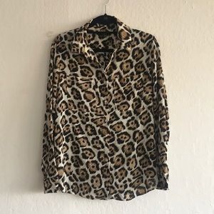 Premise Studio Animal print button down blouse